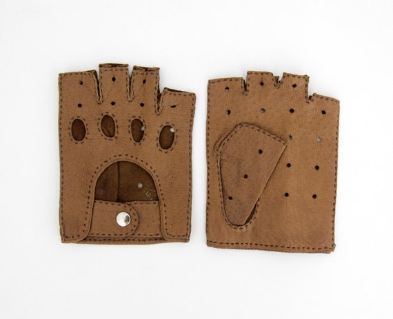 Vintage leather gloves // half fingerless leather