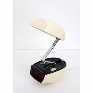 Vintage 1970&#39;s Adjustable Folding Alarm Clock Lamp // Mod Egg Shaped Clock