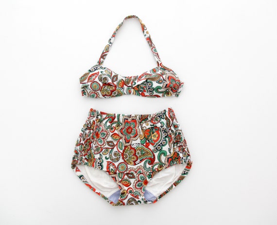 Vintage 50s 60s bikini // two piece bathing suit /