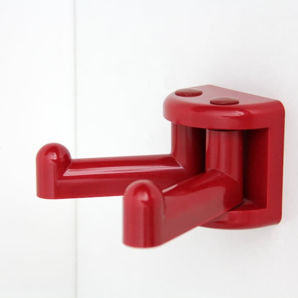 Vintage Italian Bathroom Accessory in Red Plastic // Double Towel Hook by METALPLASTICA Linea Series Retro 1980s // 80s Italian Design