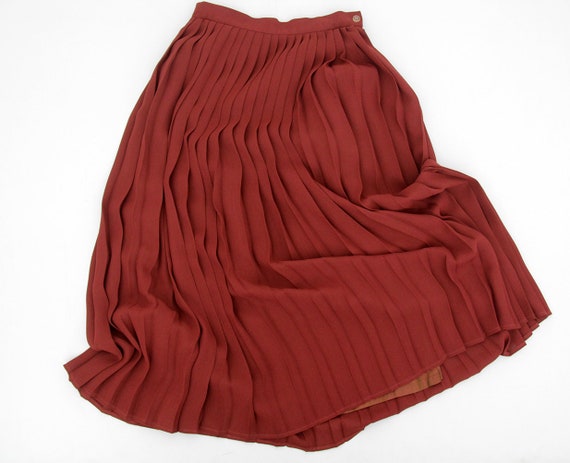 Vintage skirt // rust pleat long skirt // size M