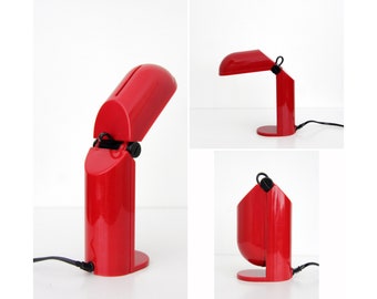 Vintage MANON Table Lamp by Yamada Shomei // Red Articulated Space Age Lamp
