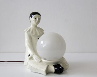 Lámpara de mesa vintage Pierrot con globo // Lámpara Art Déco // Lámpara de payaso