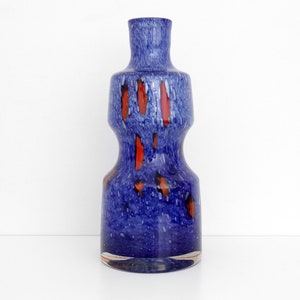 Vintage Vase // Bohemia Glass made in Czechoslovakia Handblown Glass Vase // Blue and Orange