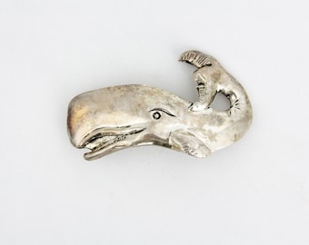 Vintage MEDICIS Paris WHALE barrette // 80s silver tone metal hair clip // NOS