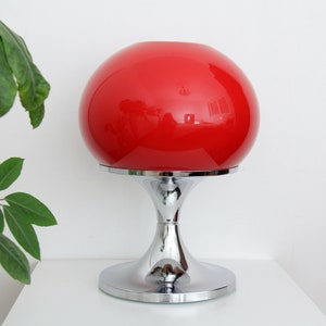 Vintage Guzzini Lucerna by Luigi Massoni Table Lamp 1970s // Large Space Age Table Lamp // Rare Red Color