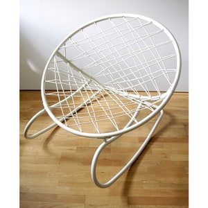 Vintage 1990s IKEA Axvall Rocking Chair designed by Niels Gammelgaard // White Postmodern Terrace Patio Cafe Loft