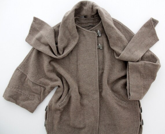 Vintage jacket // Oversized brown blanket coat wit
