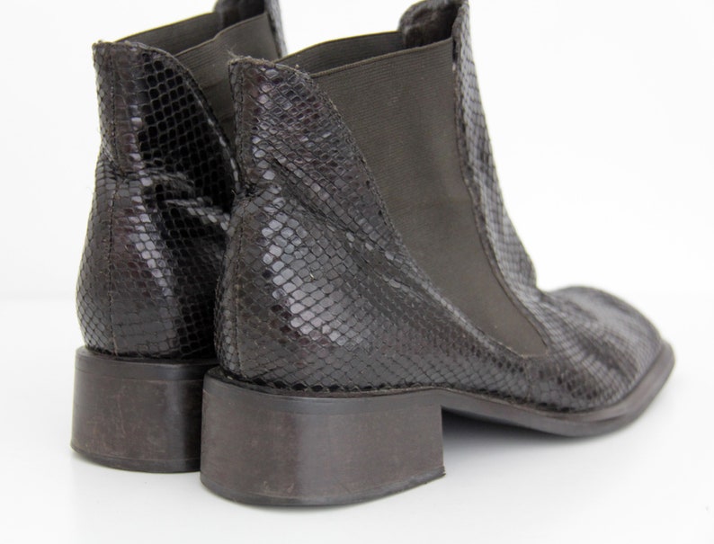 Vintage Boots // Brown Snake Leather Chelsea Ankle Boots image 8