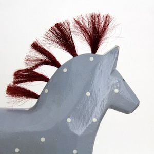 Vintage IKEA Swedish Figurine Dala Horse // Blue Polka Dot Dala Horse Dalahäst