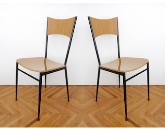 Cadre vintage en métal noir et chaise en formica // Chaise de salle à manger // Années 1970, Italie