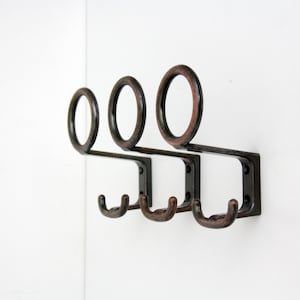3x Vintage coat hooks by KM Austria // 70&#39;s brown metal space age coat rack // hat rack // set of three
