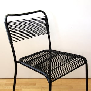 1 of 4 Vintage Ikea Spaghetti Chair // Black Tubular Metal and Vinyl Chair