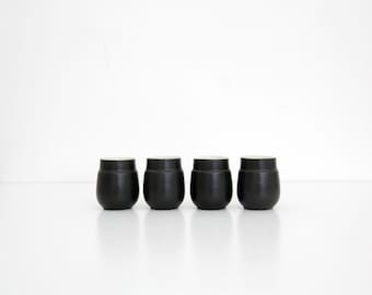 Vintage Goebel West Germany Set of Four Glazed Ceramic Cups / Shot Glasses // 60's 70's Pottery Shot Glass