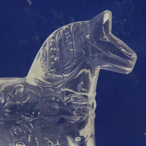 Vintage Swedish Lindshammar Crystal Dala Horse Figurine, Paperweight // Wih Box