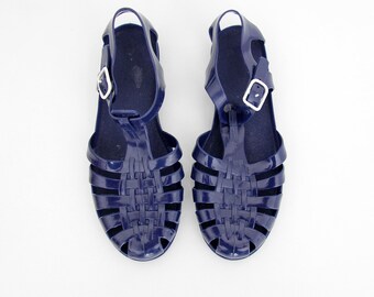 Vintage Jelly Sandals // 80's Blue Jellies