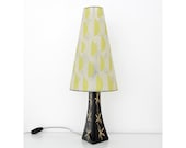 Vintage Lamp 1950 39 s Ceramic Table Lamp Pottery Lamp Hand Painted Ceramic Base With Leaf Pattern Shade