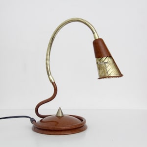 Vintage Memphis Milano Style Desk Lamp // 1980s Brown Marbled Look and Gold Postmodern Pop Table Lamp
