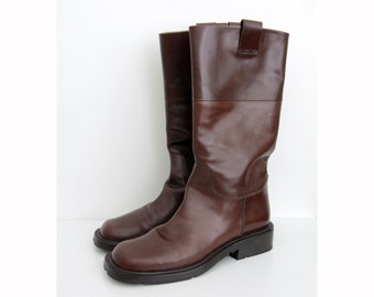 Vintage La Collegienne Made in Italy Boots // 90s Brown Leather Boots NOS