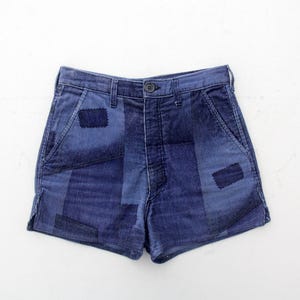 Vintage Shorts // 1970&#39;s Blue Corduroy High Waist Shorts