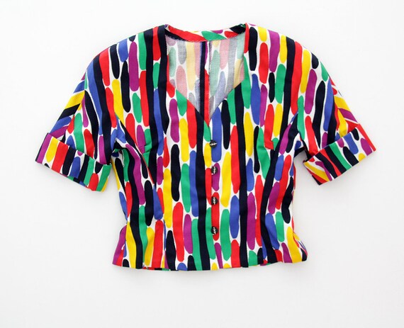 Vintage skirt and jacket set // 70s colorful summe