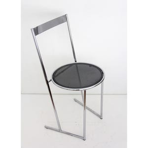 1 of 4 Vintage Chrome &#39;Musme&#39; chair by Emilio Nanni for Fly Line, Italy 1980&#39;s // Postmodern Memphis Era