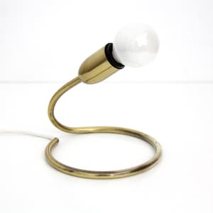Vintage table lamp // Austrian 50's brass round foot table lamp // bedside lamp // mid-century modernist