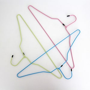 10x Vintage Clothes Hangers // Colorful Vinyl Covered Wire Hangers // Set of ten // Mid Century Clothes Hangers