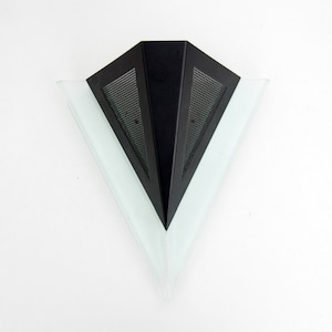 Vintage Triangular Lucite and Black Lacquered Metal Modern Sconce // Wall Mount Lamp Sconce // Germany, 1980's