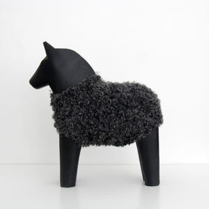 Vintage IKEA Swedish Figurine Dala Horse // Black wool pully Dala Horse Dalahäst