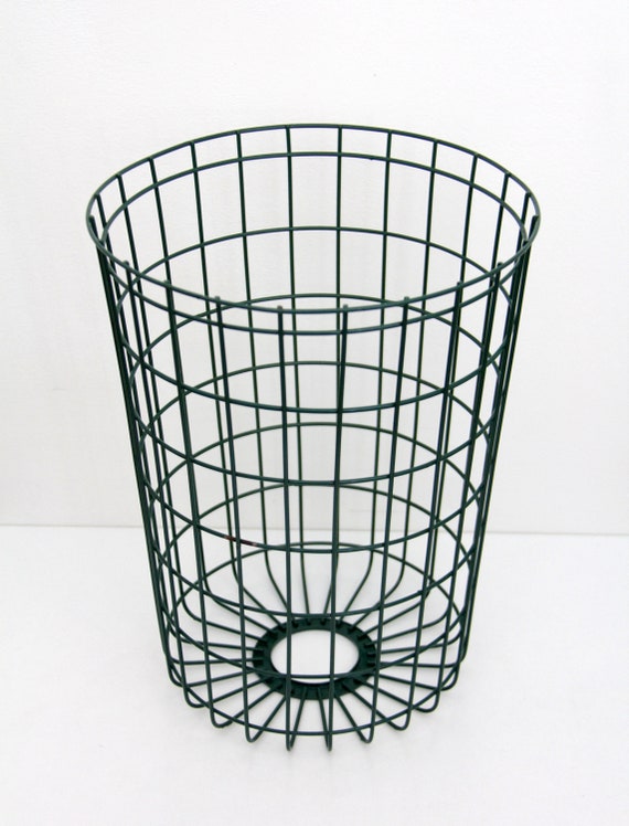 Vintage Green Wire Grid Waste Basket // Industrial Wire Mesh Waste