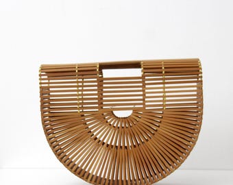 Vintage bag // bamboo ark handbag // basket purse