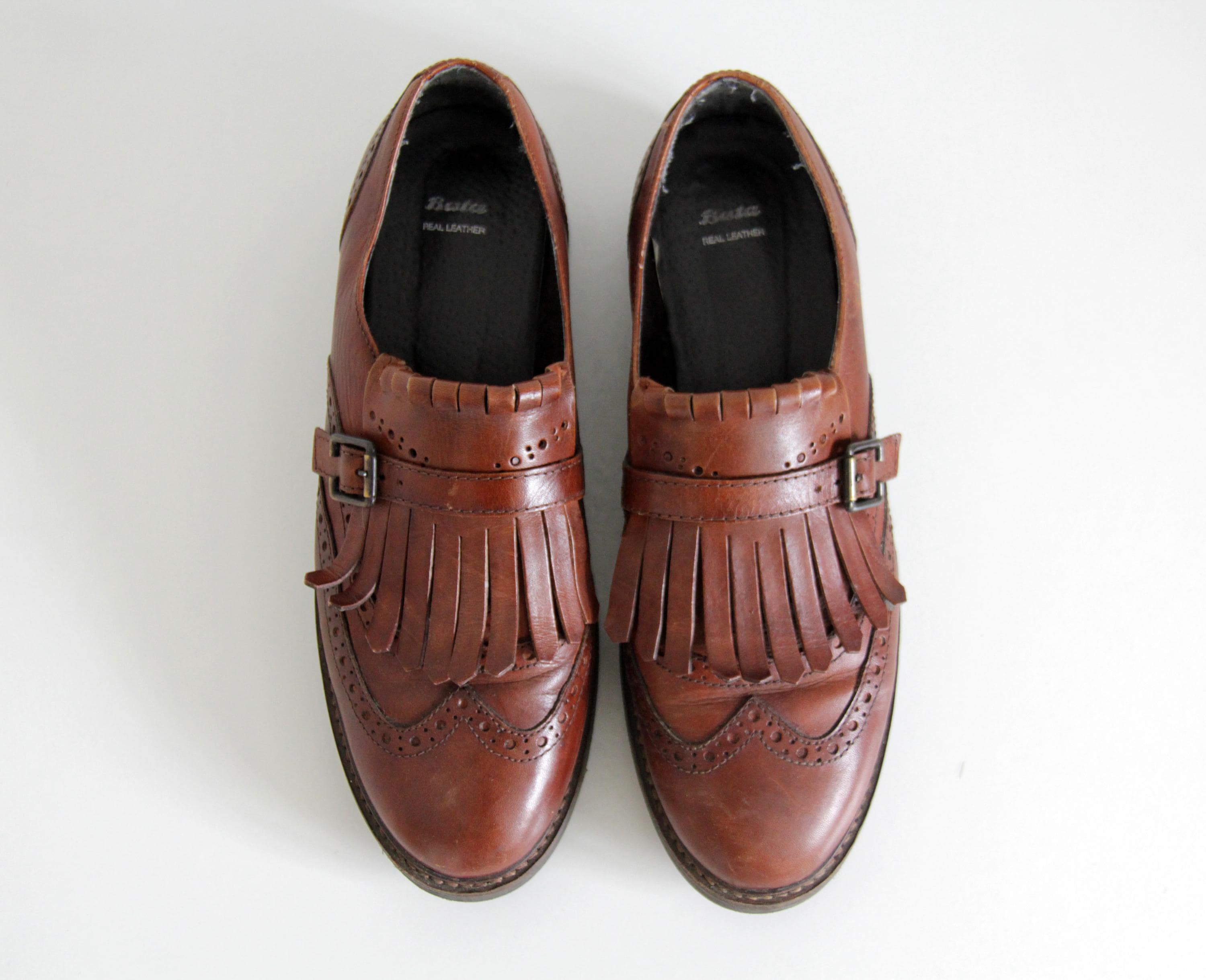 Men’s “Bata” Real Leather Shoes Size: 40 European Size 7.5 USA Vintage Bata Shoes - Etsy main image 3