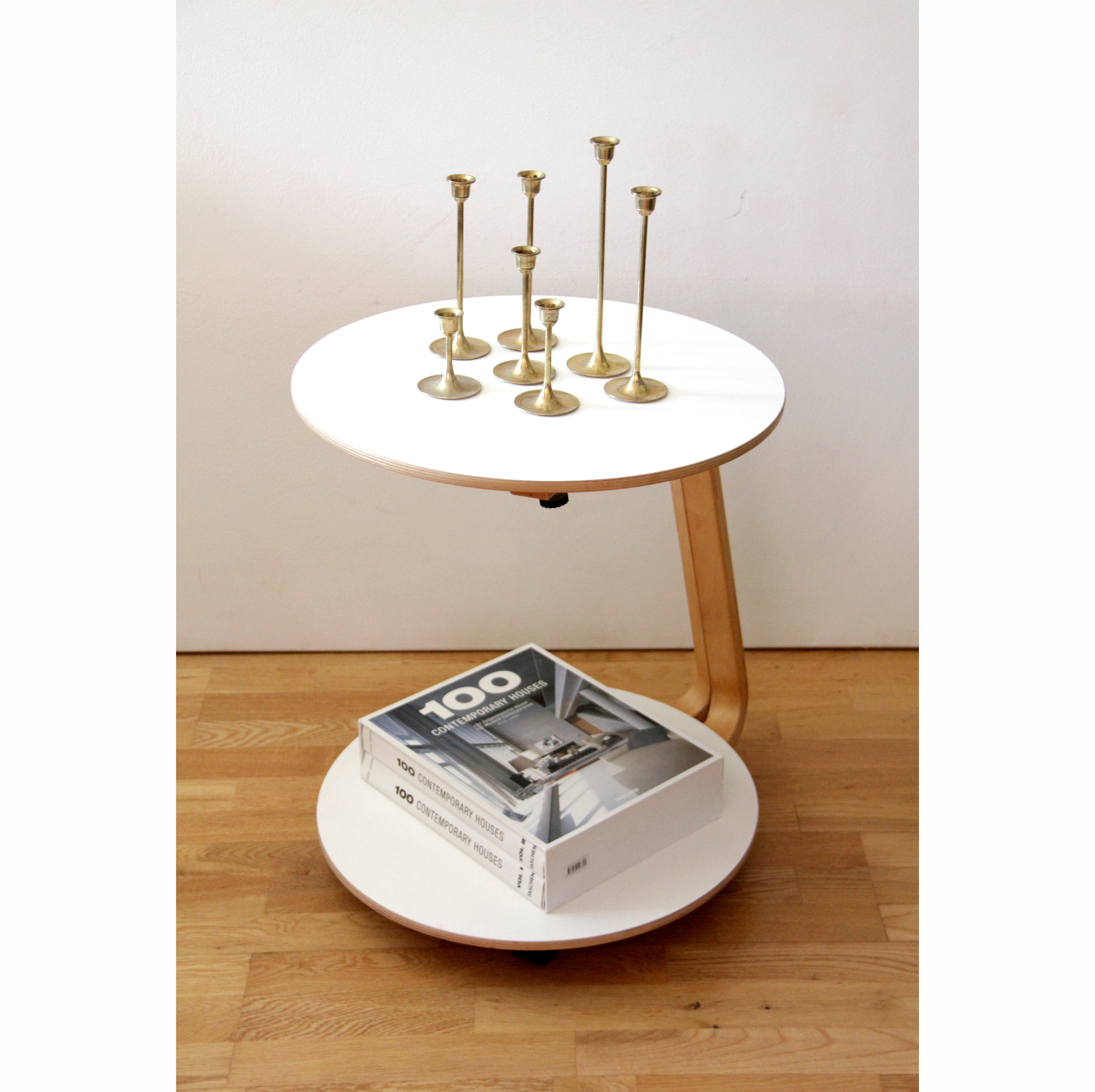 Vintage Ikea ÅNES White Rolling Side Table Designed by Ehlen