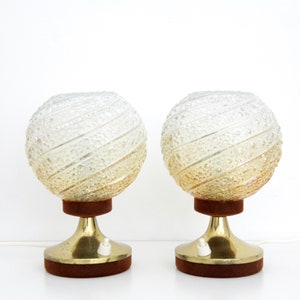 Vintage Reznicek Leuchten Wien Table Lamp Pair // Bubble Glass Globe Shade and Brass Base Table Lamp // Bedside Lamps from the 60&#39;s - 70&#39;s