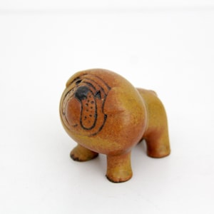 Vintage mini bulldog by Lisa Larson for Gustavsberg  pottery figurine // Mid century Scandinavian Nordic decor // Art pottery dog statue