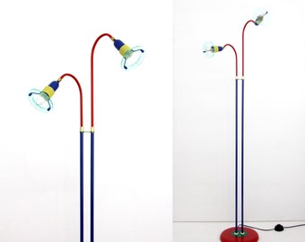 Vintage Memphis Style vloerlamp//pop-art rood blauw groen geel vloerlamp jaren 1980