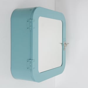 Vintage Ikea Turquoise Gunnern Metal Medicine Cabinet With Mirror