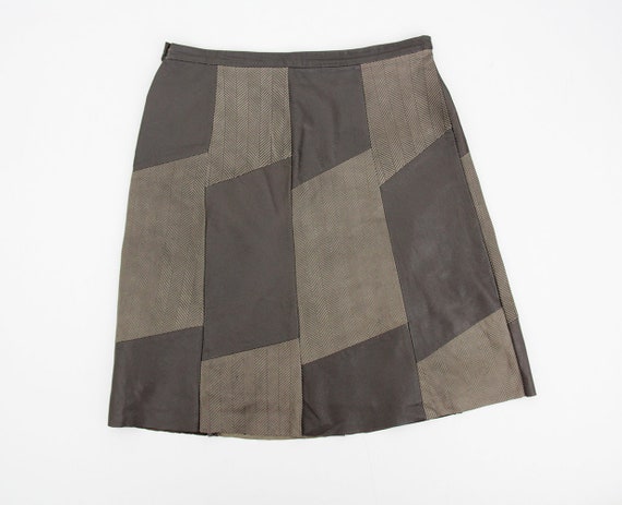 Vintage Skirt // Leather Patchwork Skirt