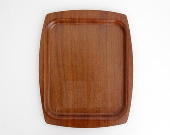 Bandeja de madera vintage de 36 x 29 cm // Madera de teca/laminado sueco SILVA de mediados de siglo