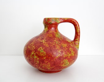 Vintage Fat Lava Vase // Hungary Tofej Ceramic Orange Texture Vase