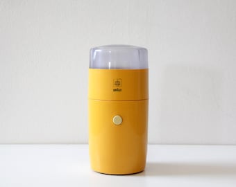 Vintage iconic Braun Type KSM1 coffee grinder designed by Reinhold Weiss // Iskra Braun Made in Yugoslavia 1960s // Yellow