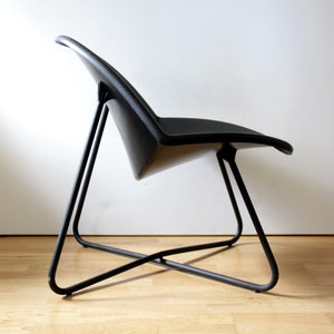 Vintage 1990s IKEA HOLK/Lips Plastic Lounge Chair designed by Niels Gammelgaard // Black Postmodern Terrace Patio Cafe Loft