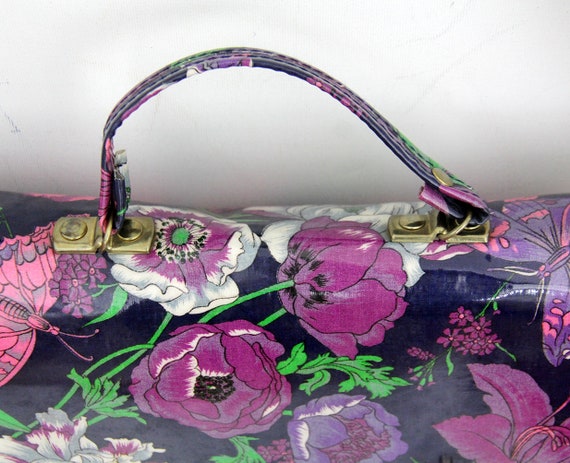 Vintage Bag // 1970's Vinyl Purple Floral Shoulde… - image 8