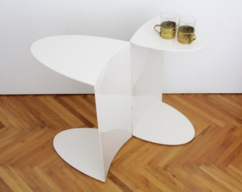 Vintage Ikea ÅNES White Rolling Side Table Designed by Ehlen