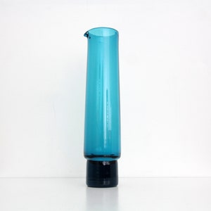 Vintage Blue Glass Pitcher // Mid Century Modern Holmegaard Denmark // Scandinavian Blue Art Glass Jug Carafe