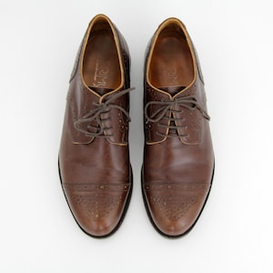 Vintage Men&#39;s Shoes // Handmacher Brown Leather Cap Toe Shoes // Brown Dress Shoes