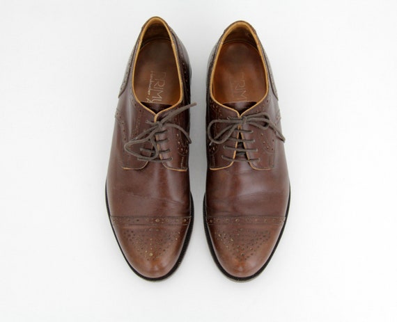 Vintage Men's Shoes // Handmacher Brown Leather C… - image 1