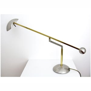 Vintage Large Sölken Leuchten Desk Lamp 1980s / Metal Counter Balance Lamp Post Modern Adjustable / Halogen Reading Lamp Memphis Design