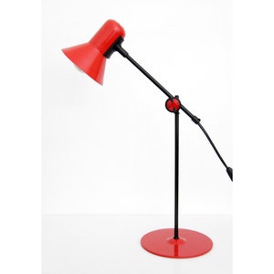 Vintage Lamp // Veneta Lumi Red Articulated Table Lamp // 80's Made in Italy Adjustable Desk Lamp
